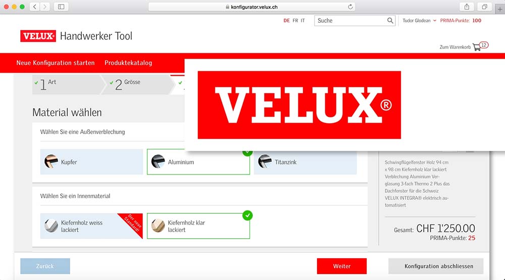 VELUX-Handwerker-Tool: Produkt-Konfigurator mit integriertem Treueprogramm